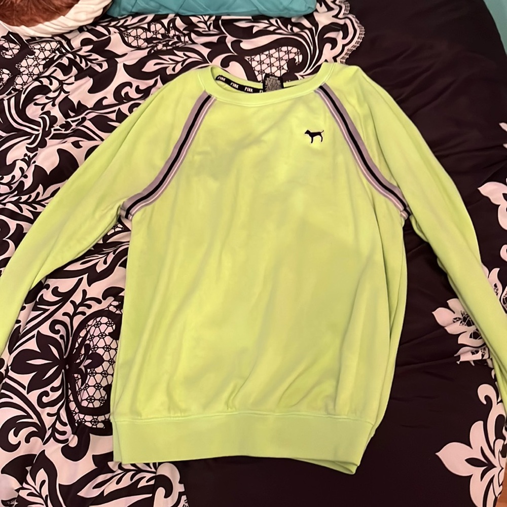 Neon green XS Pink Victoria’s Secret crew neck